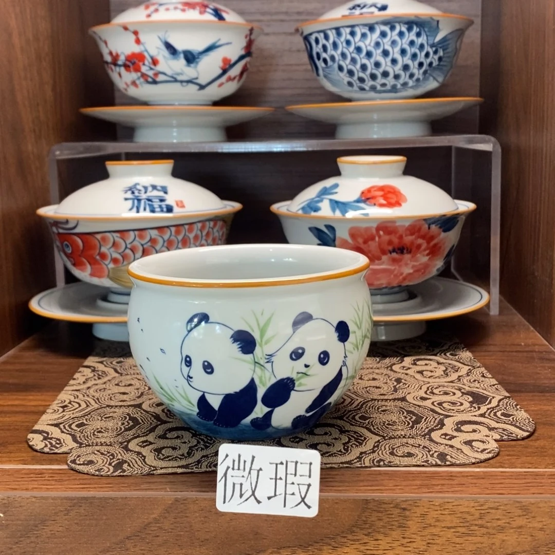 釉下彩老陶泥手工绘制