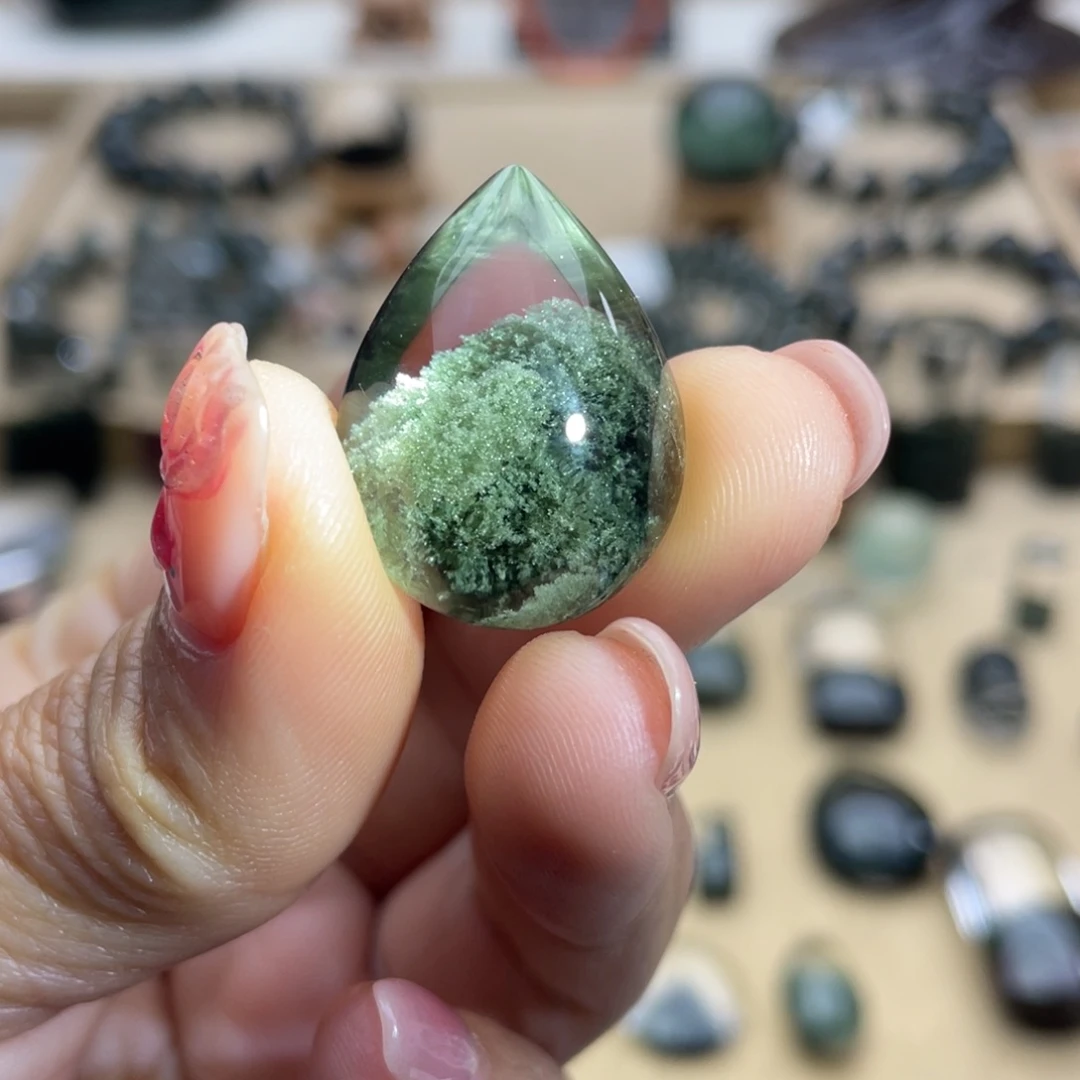 颈饰水晶未镶嵌绿幽灵吊坠定制