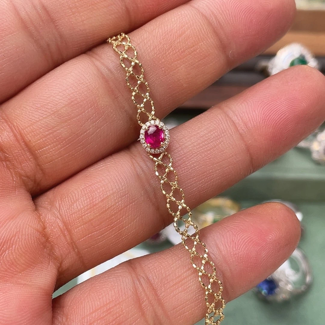 红宝石18K金镶嵌手链