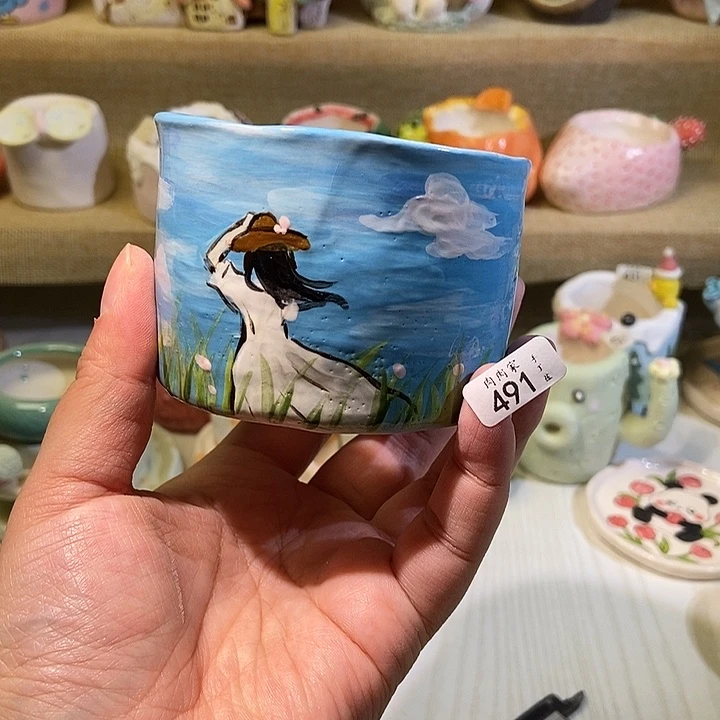 491 手工手绘花盆，满29包邮