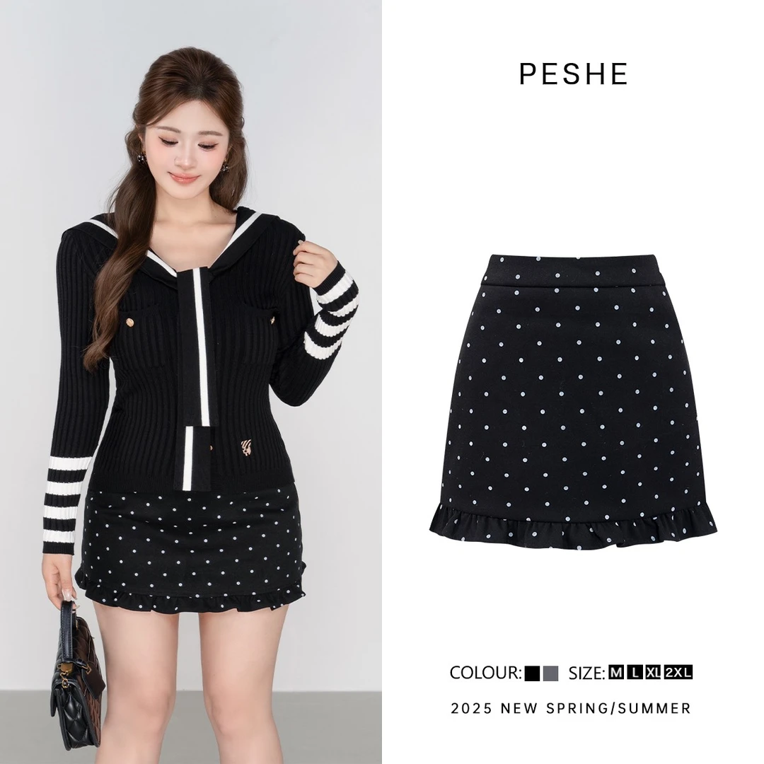 【闭店清仓】【格雷公主】2025早春新品波点高腰半身裙DM1257