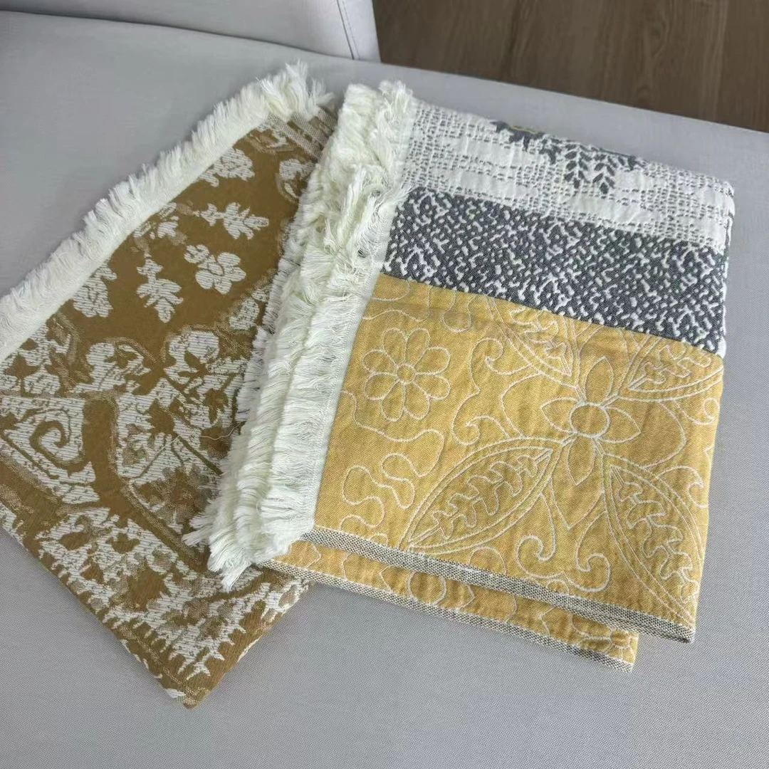 六层纱布纯棉枕巾 流苏 一对  52*70cm