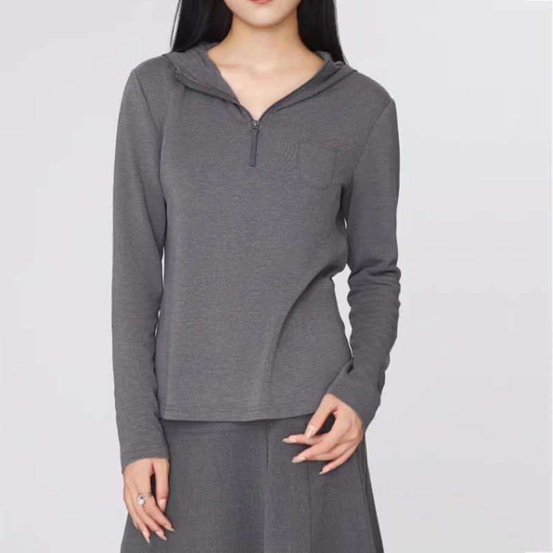 商场同款2025刺绣新款修身加绒保暖连帽拉链上衣女5300662