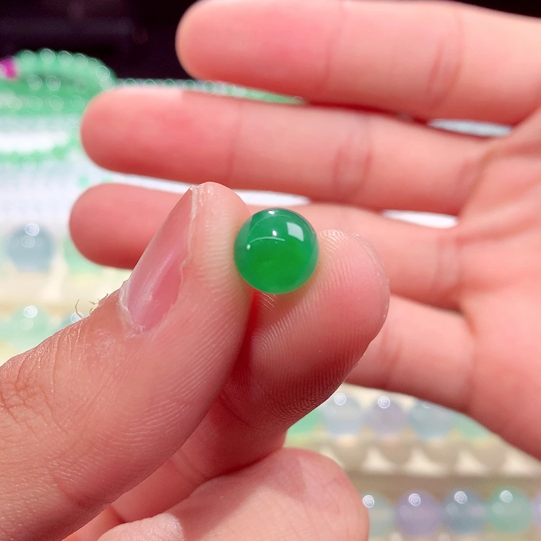 翡翠未镶嵌手链冰阳绿色珠