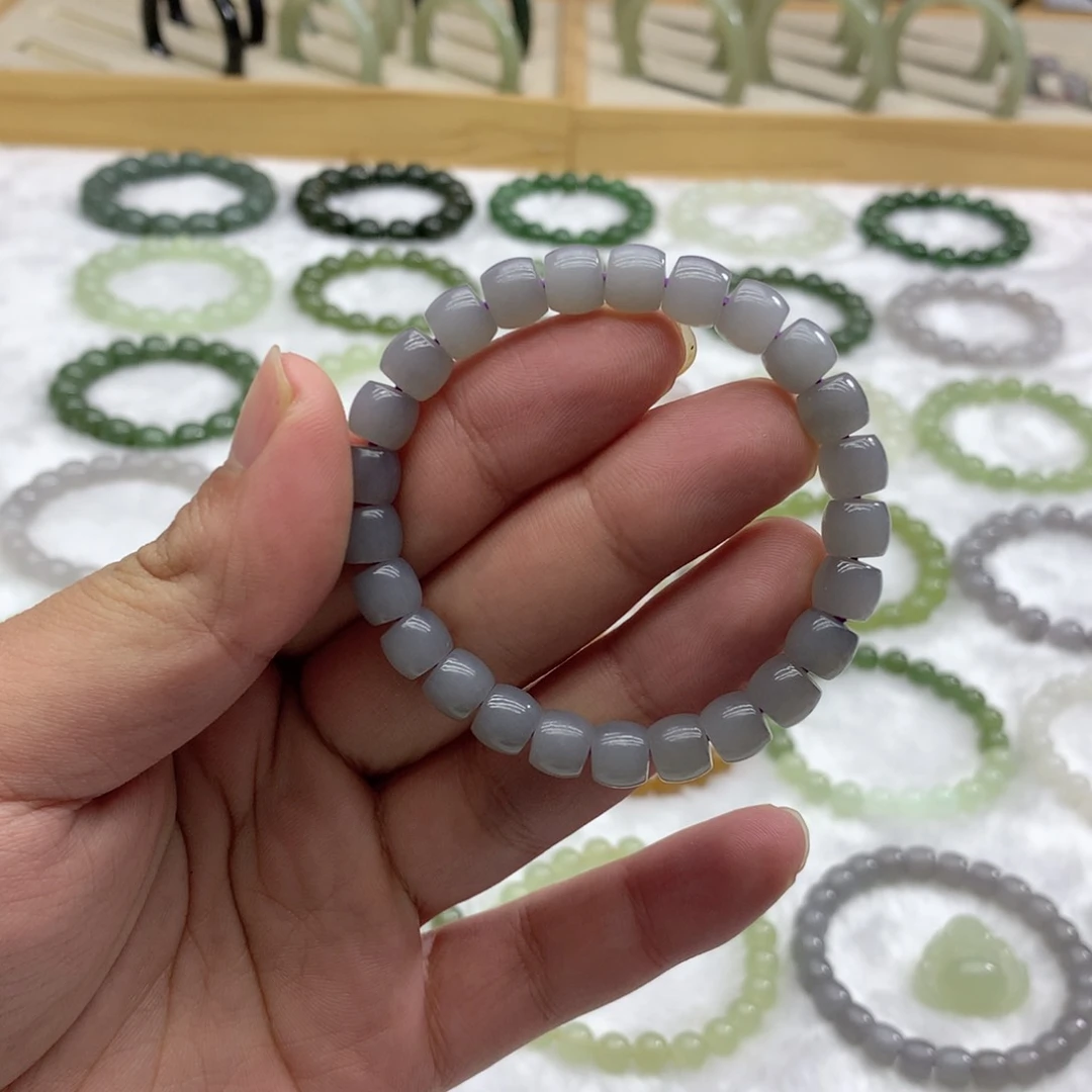 未镶嵌手串和田玉（直切烟紫8）