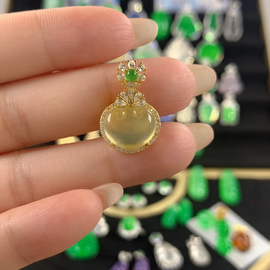 石英质玉银S925镶嵌颈饰