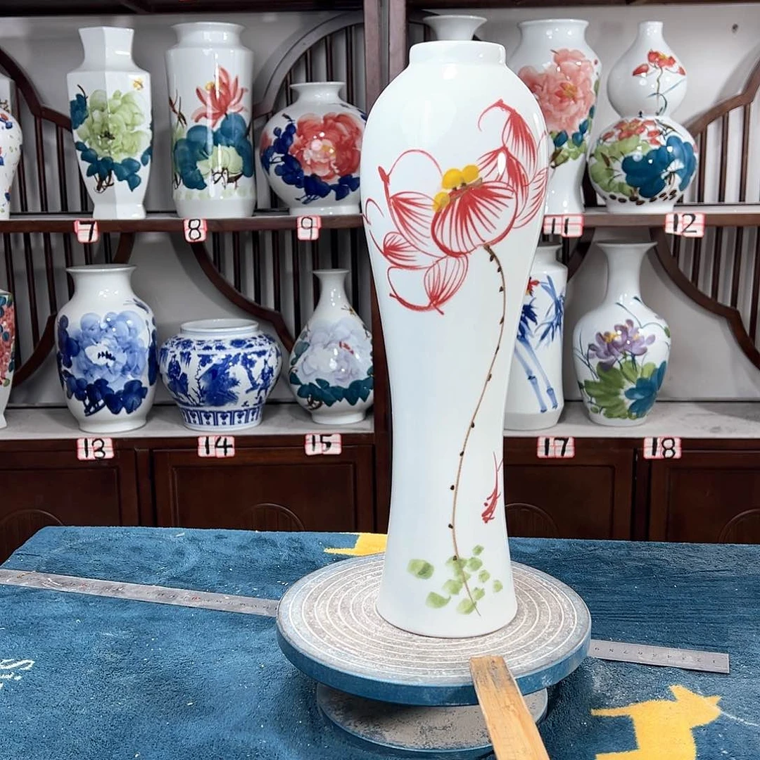 摆件景德镇陶瓷美荷花