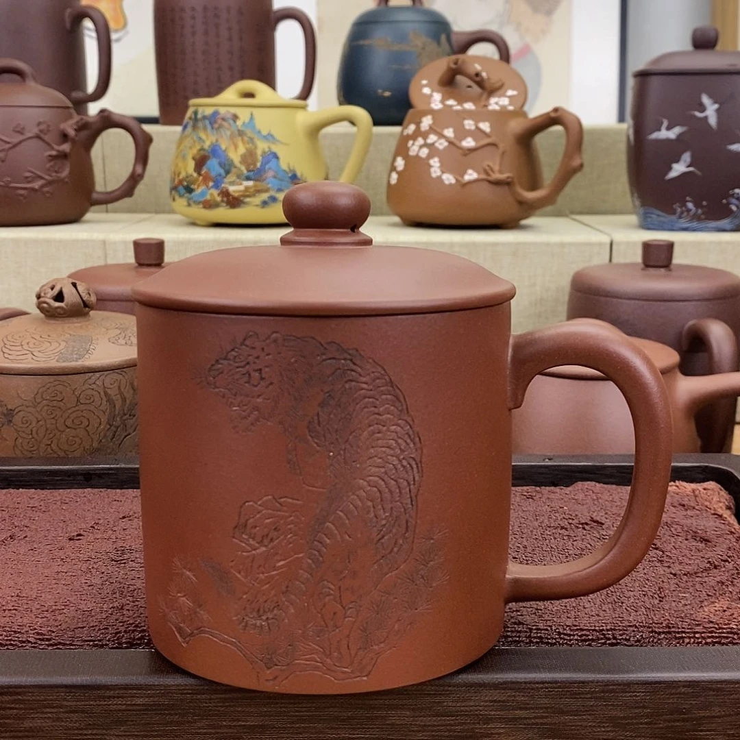 紫砂茶杯团*威震河山盖杯