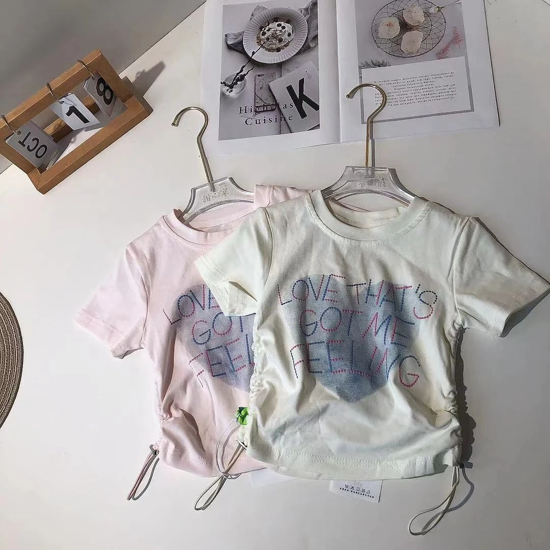 B227奇博儿童夏季辣妹短袖T恤爱心L字母