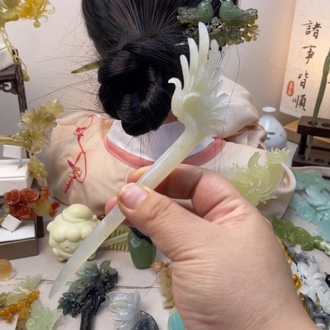 蛇纹石玉合金发饰