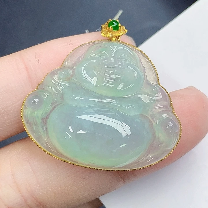 颈饰18K金镶嵌翡翠天然A货