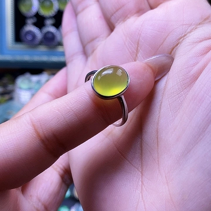 岫玉银S925镶嵌戒指