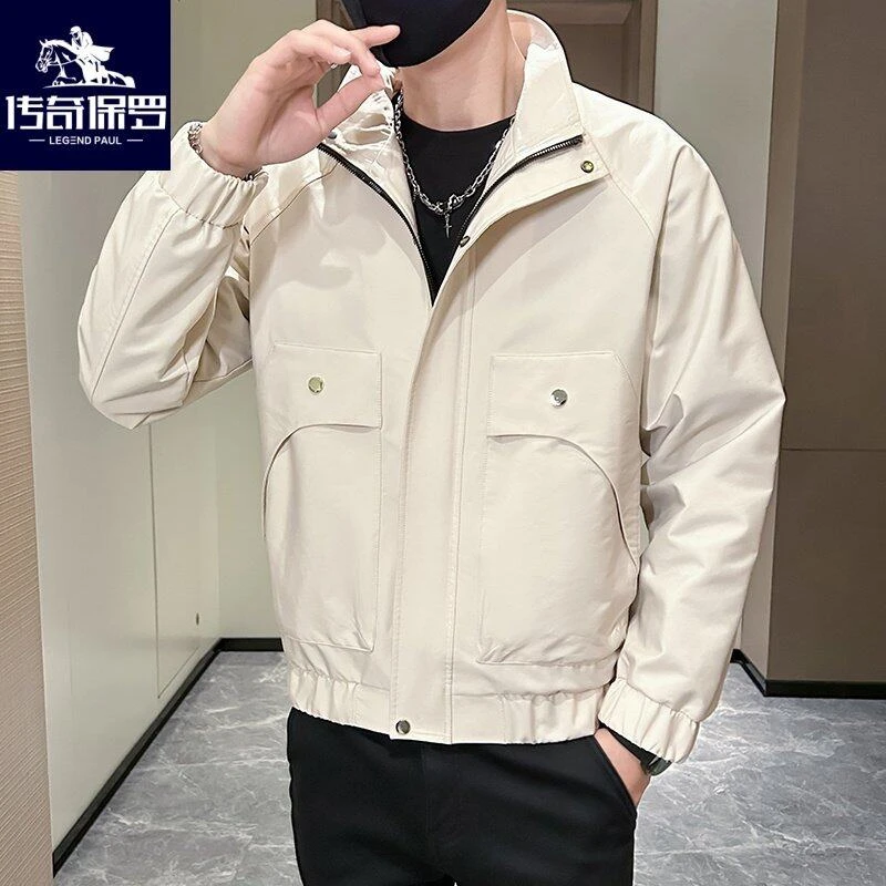 2025春季男士时尚休闲百搭夹克纯色帅气韩版立领宽松外套潮FY506