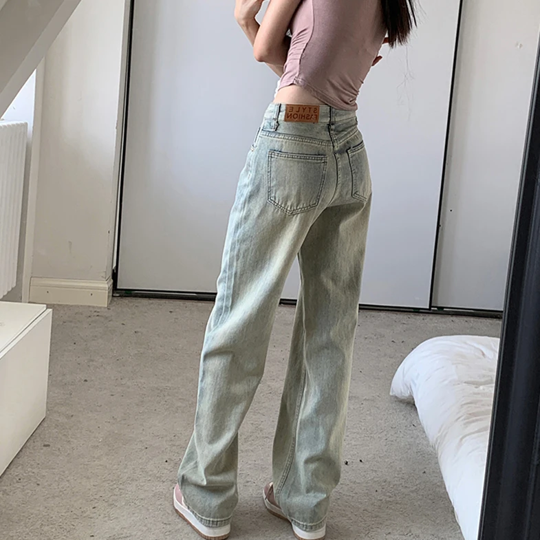 浅色显瘦垂感直筒牛仔裤2025年流行网红女裤新款薄款美式阔腿裤子