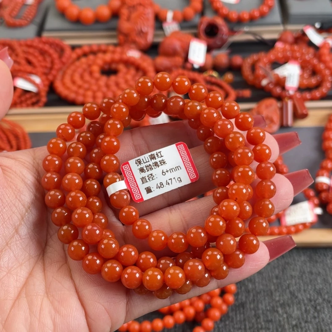 乐***快南红玛瑙未镶嵌6➕保山南红高抛多圈
