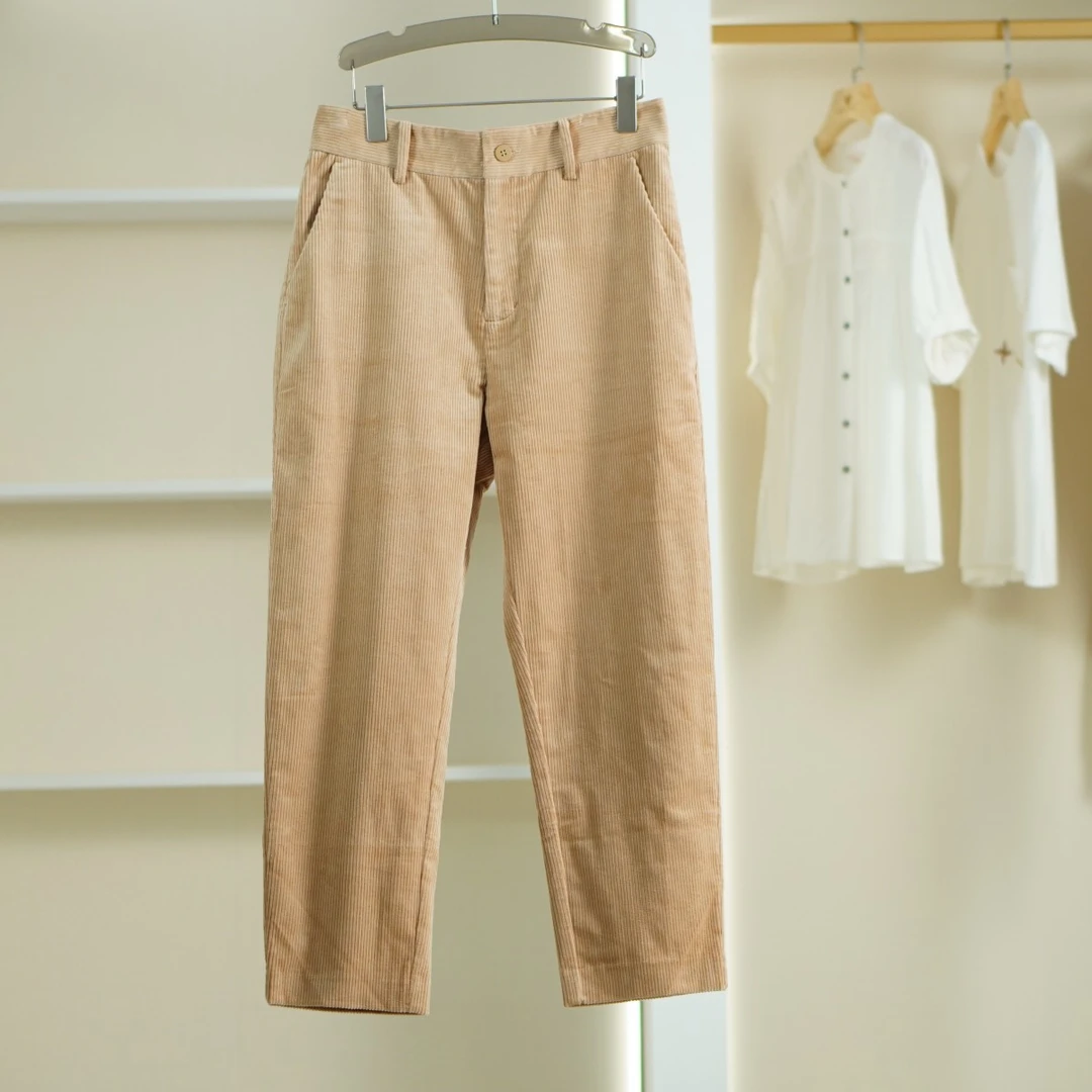 一路童行 布J系列 B262  男装春简约灯心绒裤卡其色 BM94KM0247
