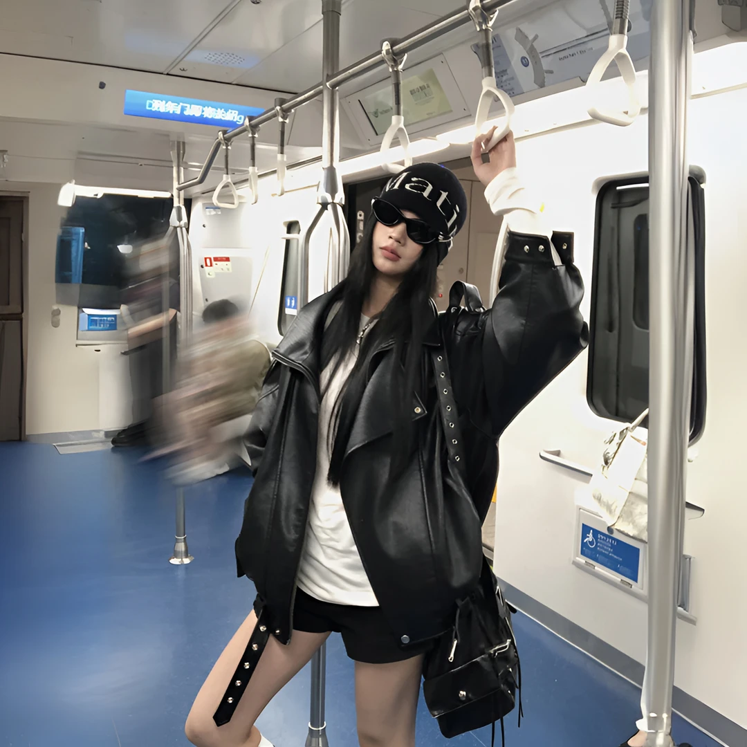 美式黑色皮衣外套女2025新款秋季酷飒风独特超好看机车复古夹克