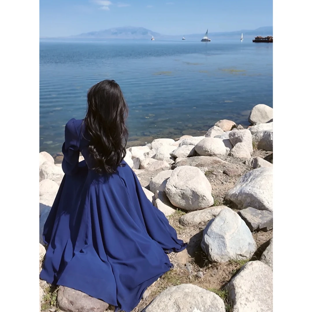 桃喜家古早美人原创飘带显瘦温柔设计感女装禅意仙气飘飘连衣裙