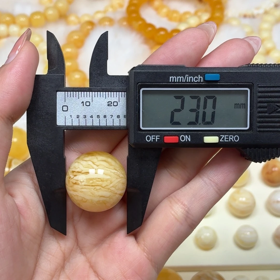 琥珀未镶嵌颈饰俄料千层雪虎皮纹单珠23mm