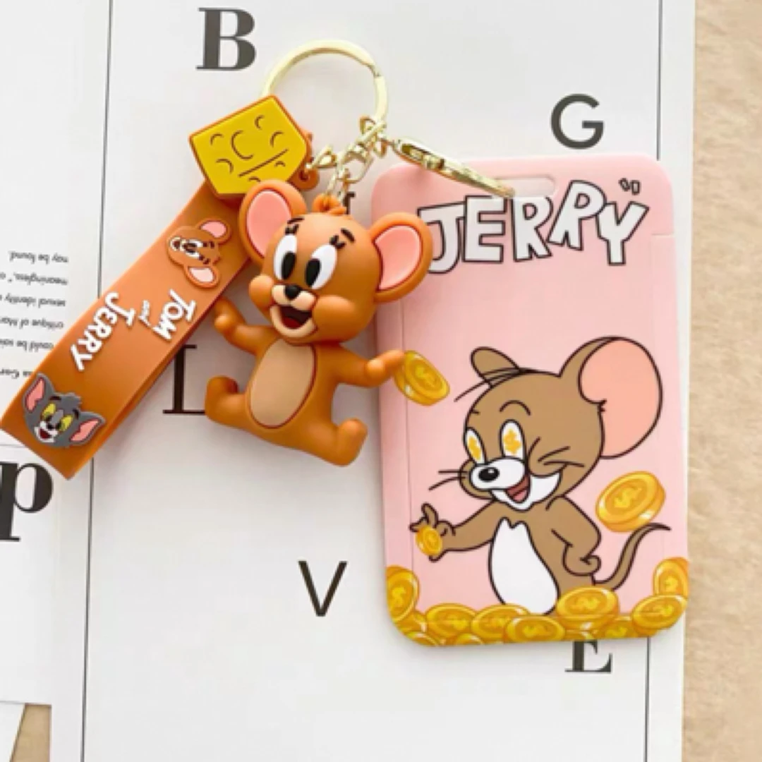 V88 猫鼠公交卡保护套学生证件饭卡开心鼠公仔+金币鼠整套(硬壳)