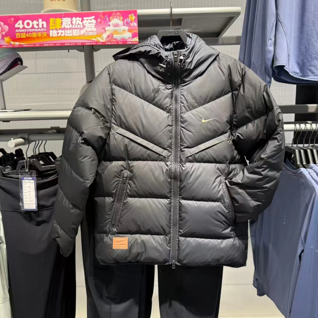 Nike耐克冬季新款羽绒服男外套印花连帽保暖防风夹克 HQ4183-010