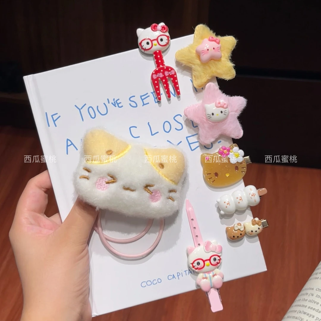 粉色卡通KT猫组合套装发饰头饰少女简约爆款头饰发夹精致甜美发卡
