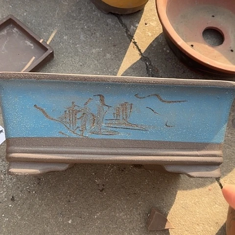 紫砂宜兴紫砂36精品刻绘马槽