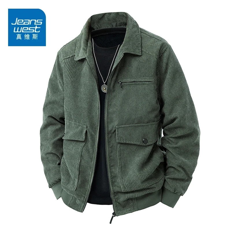 真维斯灯芯绒行政夹克爆款男士2025新款痞帅男款港风复古外套男装
