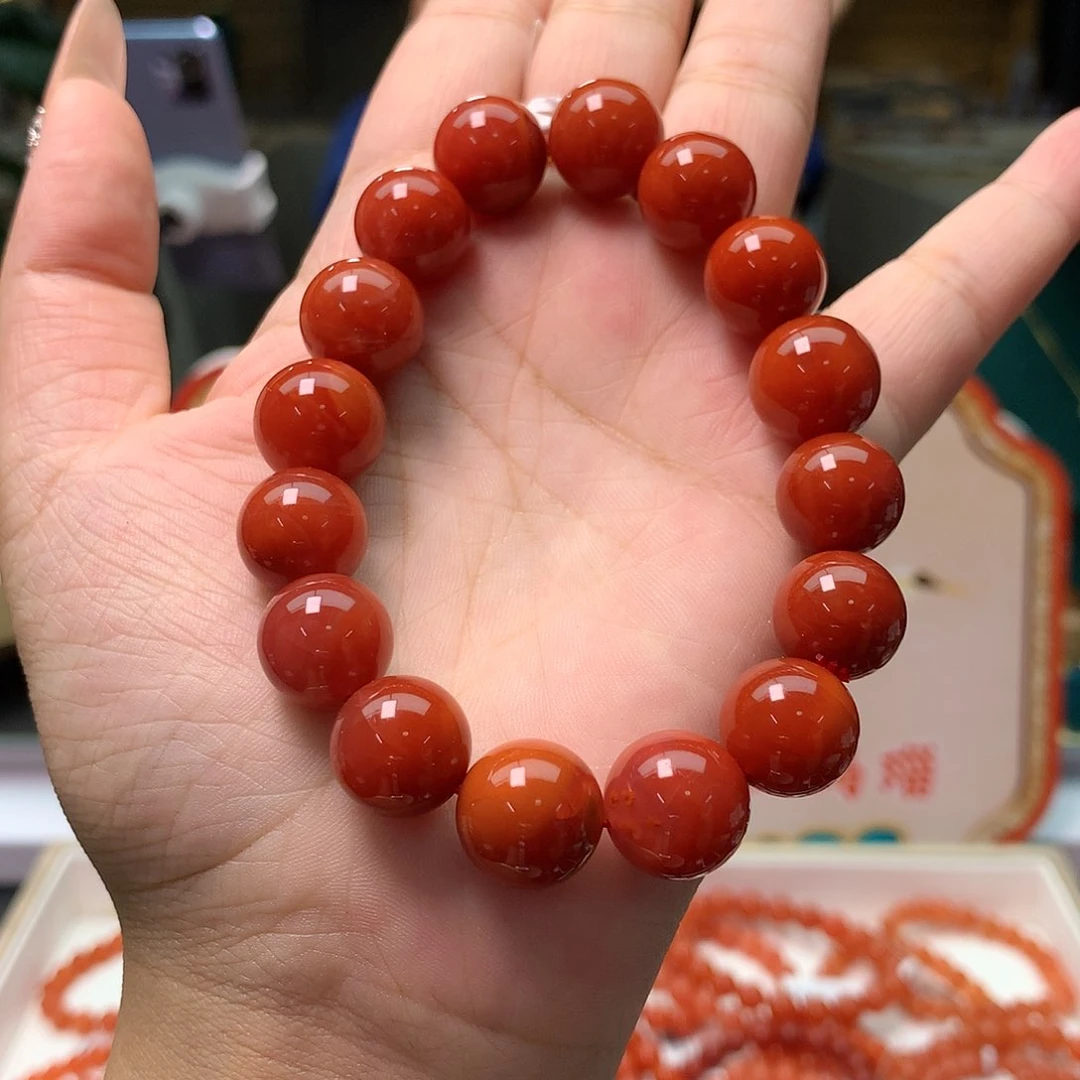 【闪购商品】南红玛瑙Q瓦西单圈手串13mm未镶嵌