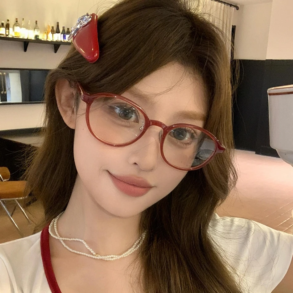 复古美式红色眼镜框女近视可配有度数高级感素颜神器方圆脸眼睛架