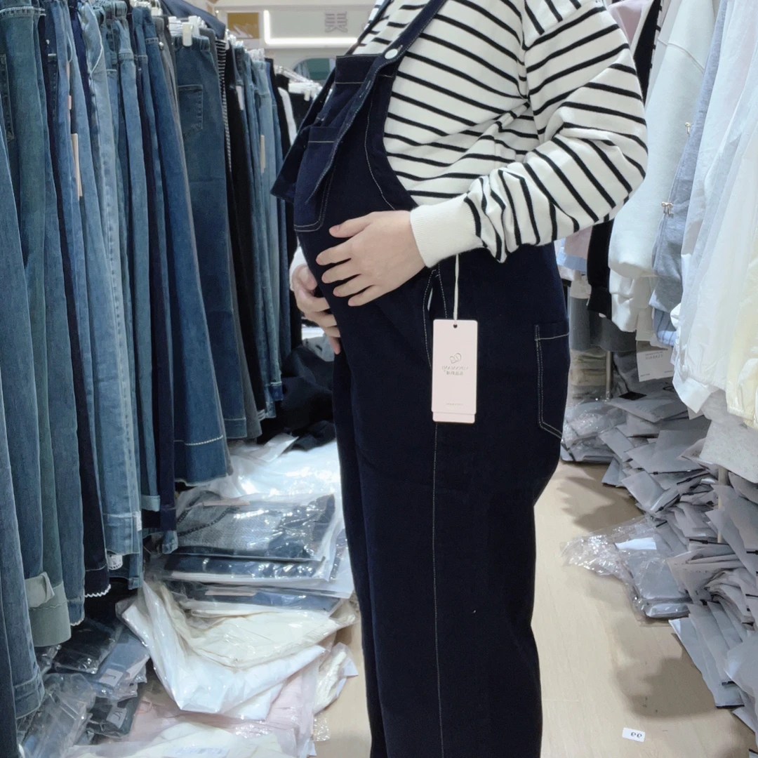 （实体店品质）孕妈妈秋冬季新款背带丹青色调大小宽松版背带裤