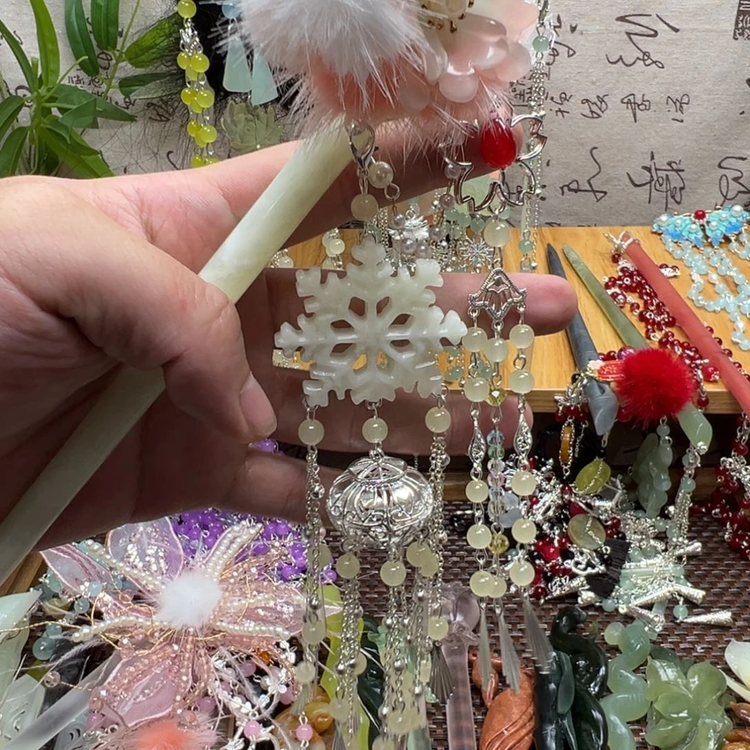 蛇纹石玉合金发饰