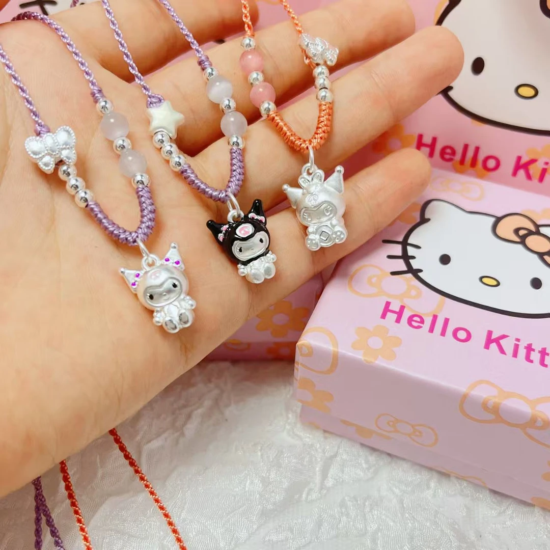 吊坠足银 足银999库咯米儿童项链卡通可爱编织女孩礼物时尚百搭