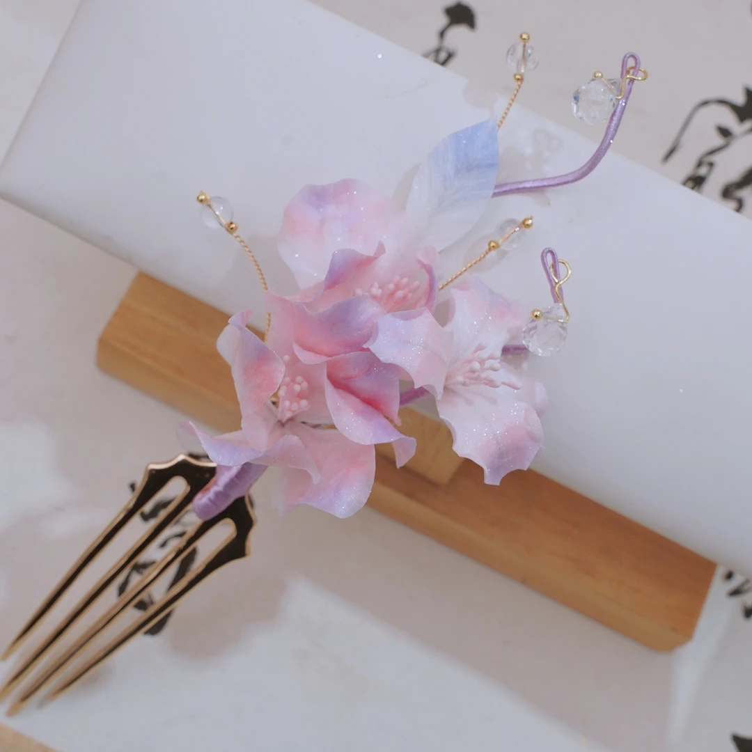 锦簪阁（沁君心）蚕丝绒花纯铜高保色绒花烫平设计非遗工艺