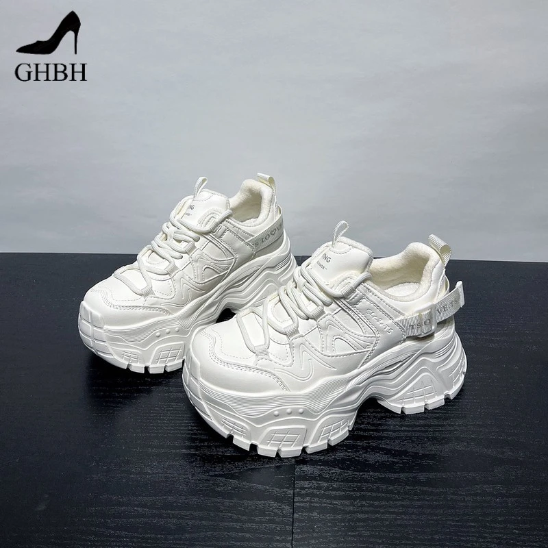 超轻厚底老爹鞋女增高新款秋冬加绒小个子显高运动欧美鞋