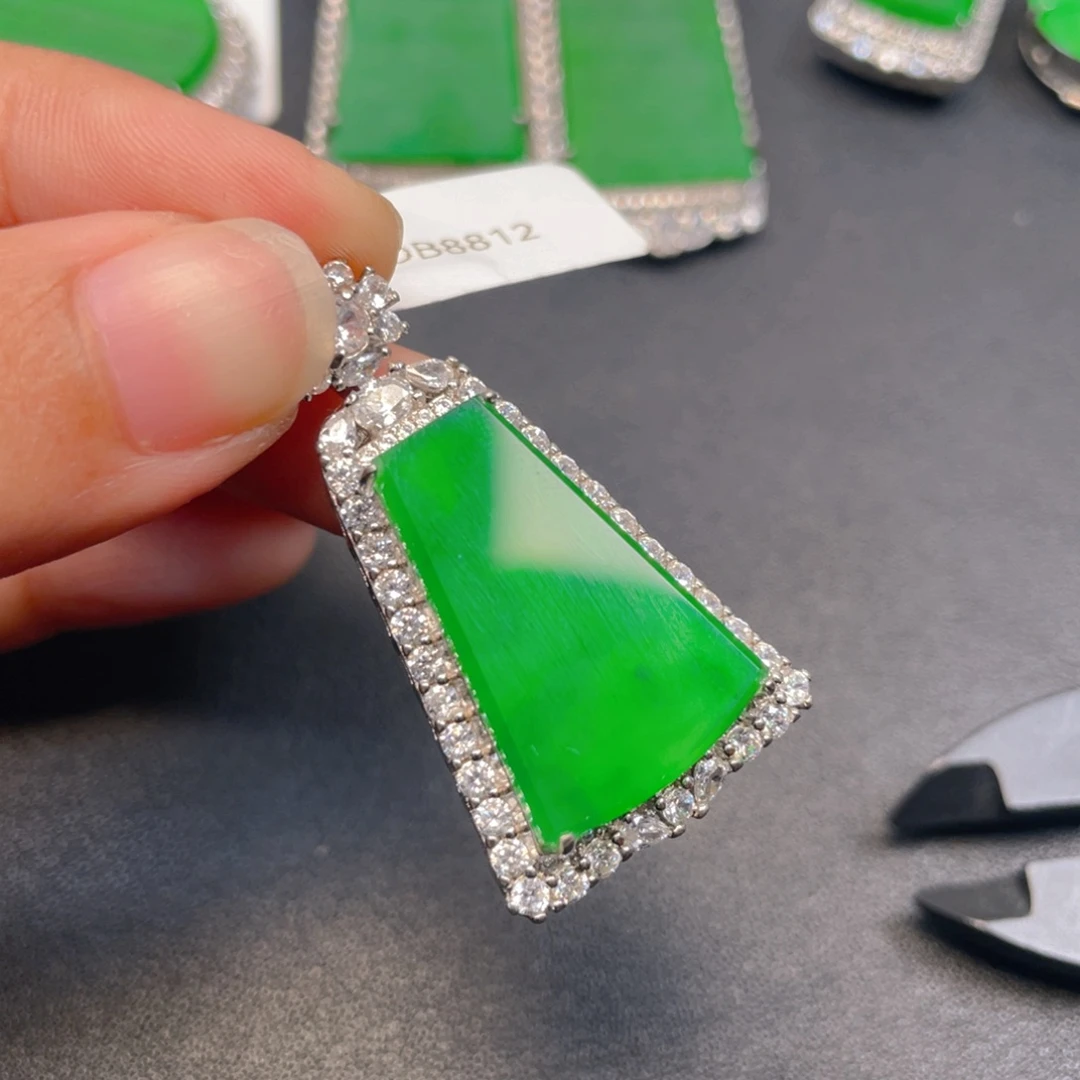 翡翠银S925镶嵌吊坠(不含链)