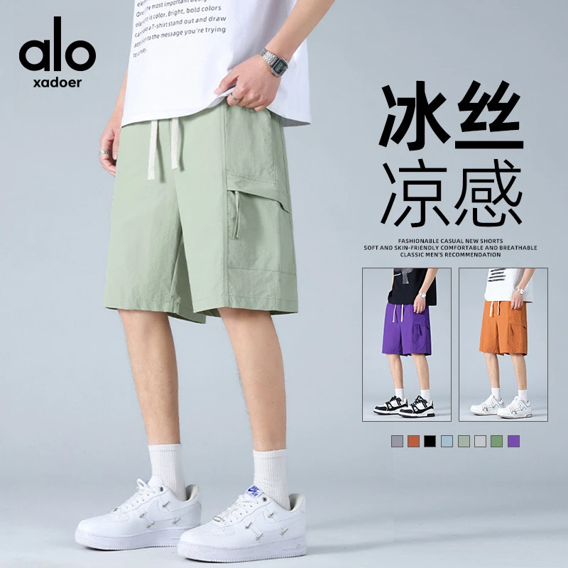 Aloxadoer新款美式高街男士运动短裤潮牌直筒宽松休闲百搭短裤