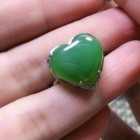 和田玉戒指银S925镶嵌