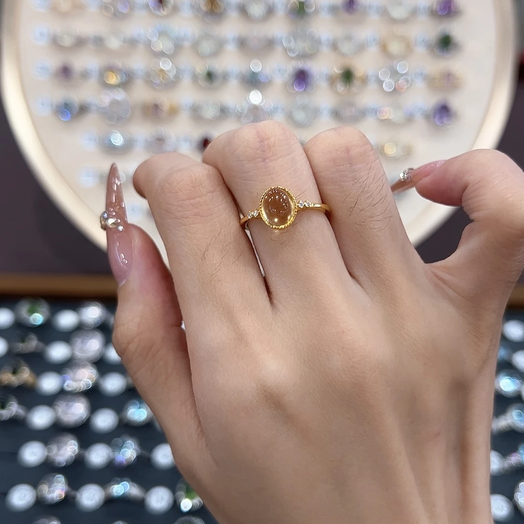 蛇纹石玉银S925镶嵌戒指小****?