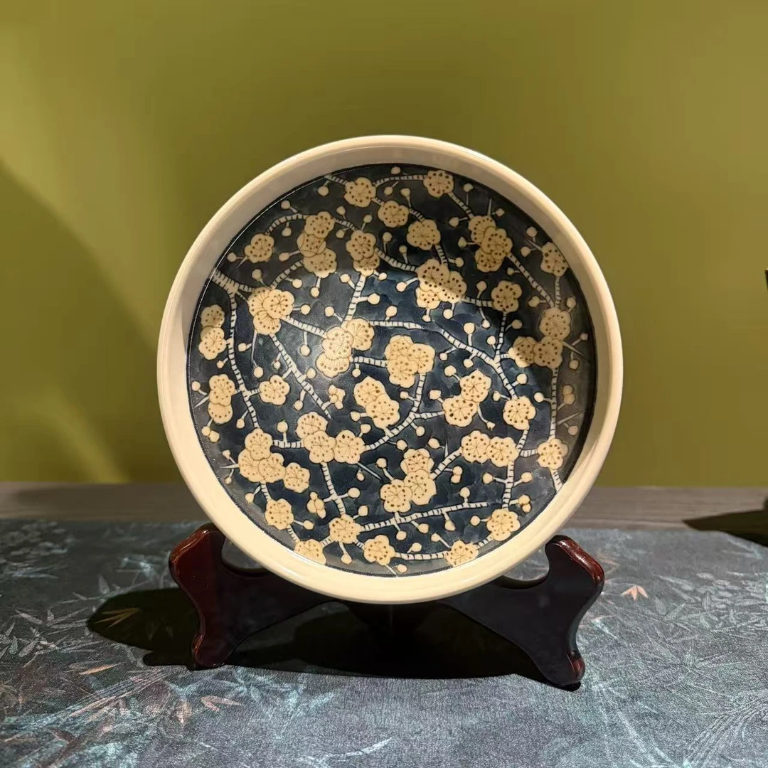 雨溪山房 釉里金冰梅壶承-18厘米 yx00042