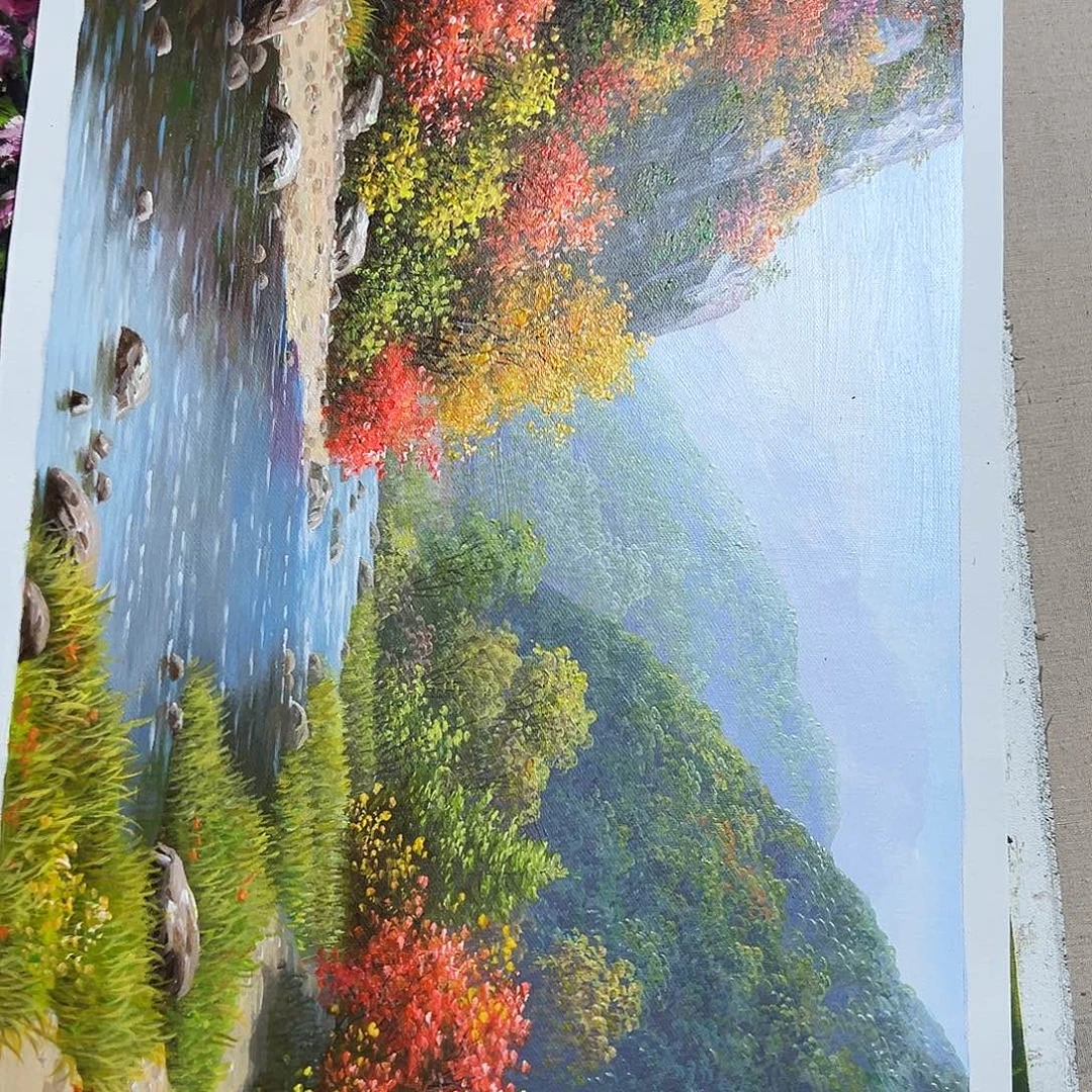 油画朝鲜艺术家不带画框