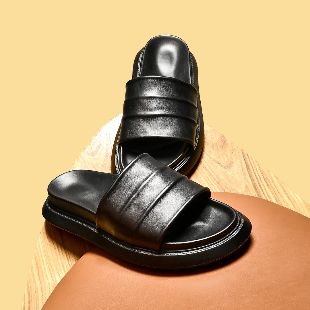 R29软厚底拖鞋男2025新款全牛皮夏季韩版百搭外穿凉拖室外一字拖