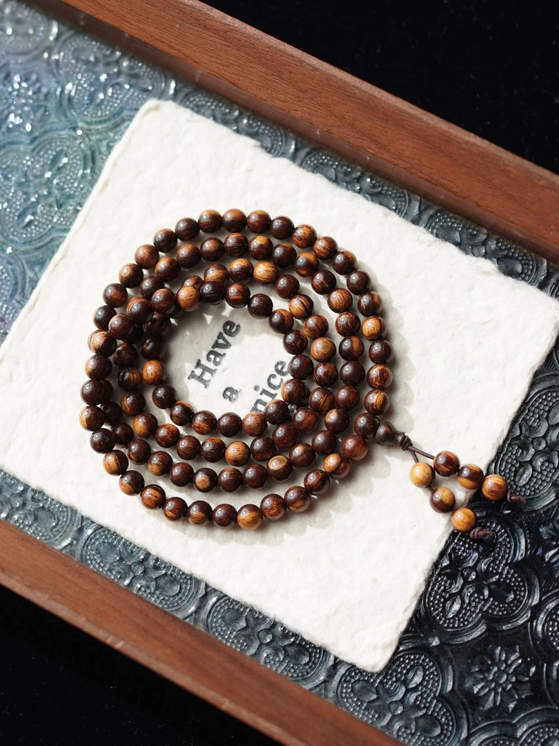 天然巴布亚贡木阴阳珠6mm圆珠念珠手串