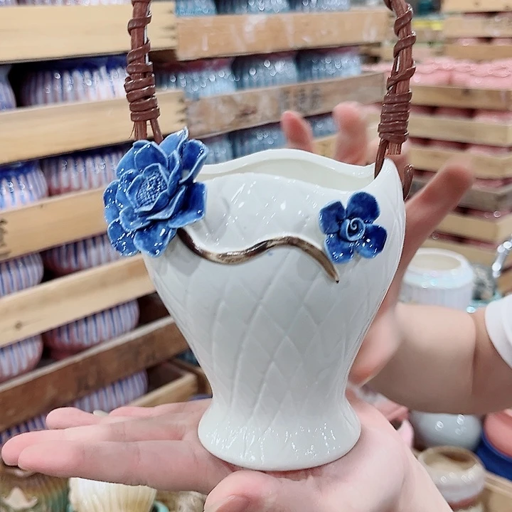 有孔.凑单10元陶瓷花盆发货！