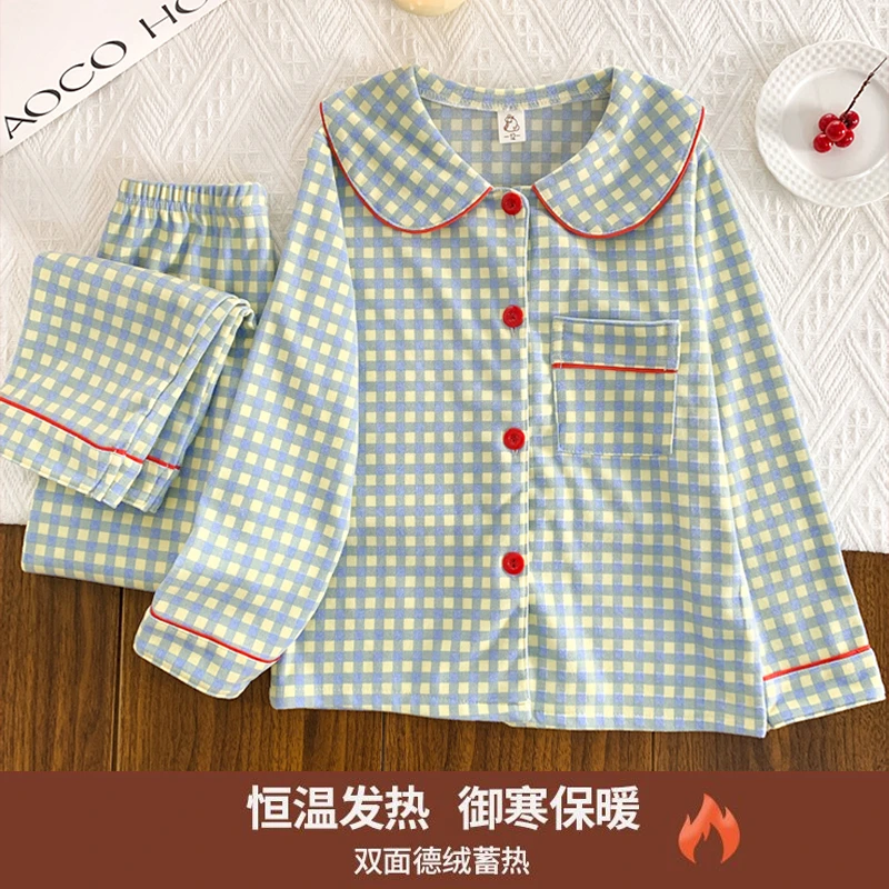 儿童睡衣女童秋冬款德绒长袖女孩珊瑚绒春秋季加厚保暖家居服套装