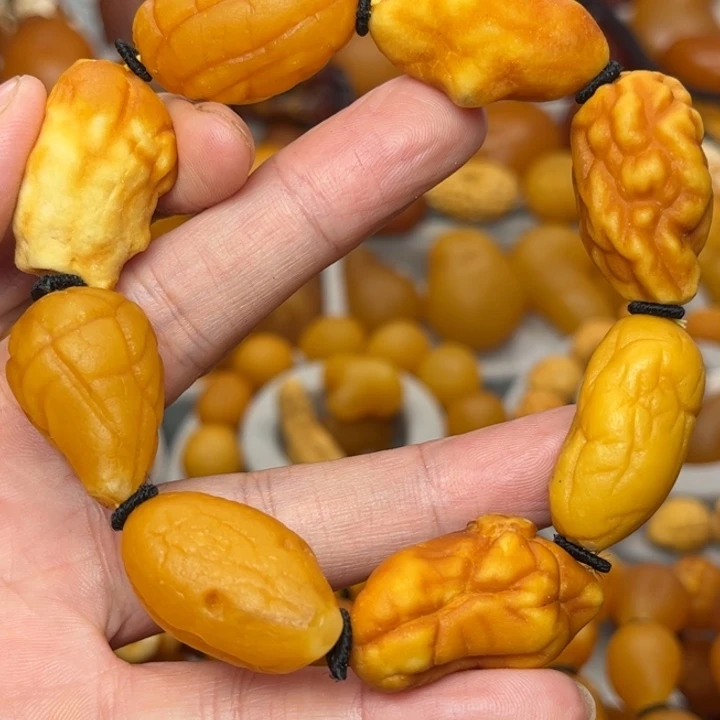 琥珀未镶嵌裸石天然蜜蜡手串