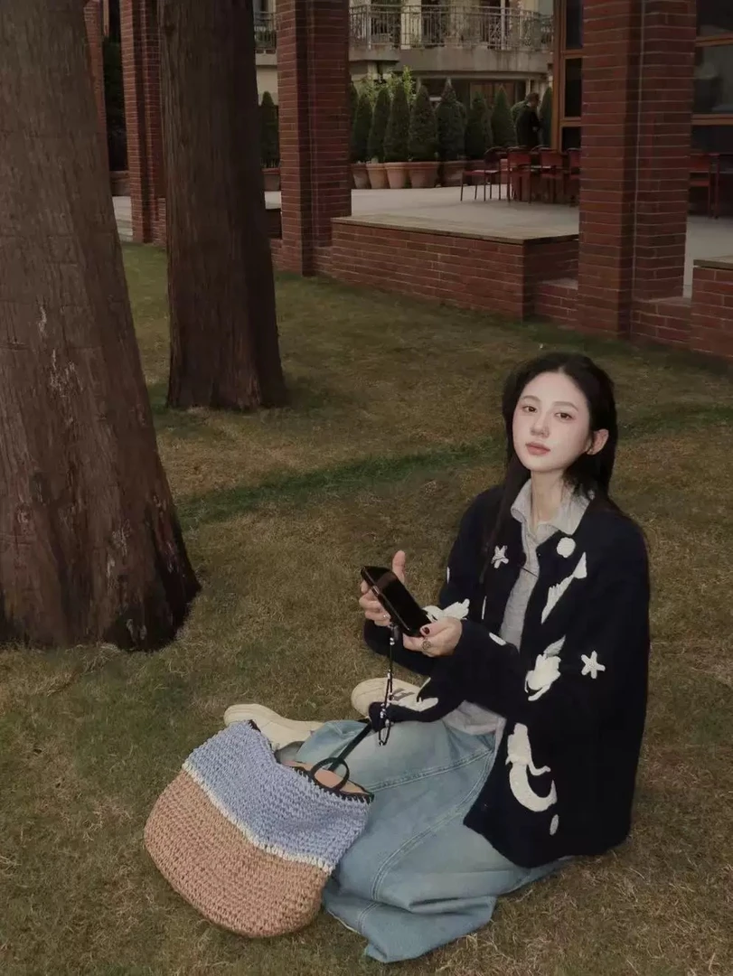 【美人鱼】韩系复古针织开衫女宽松慵懒风外套百搭上衣.Y50232