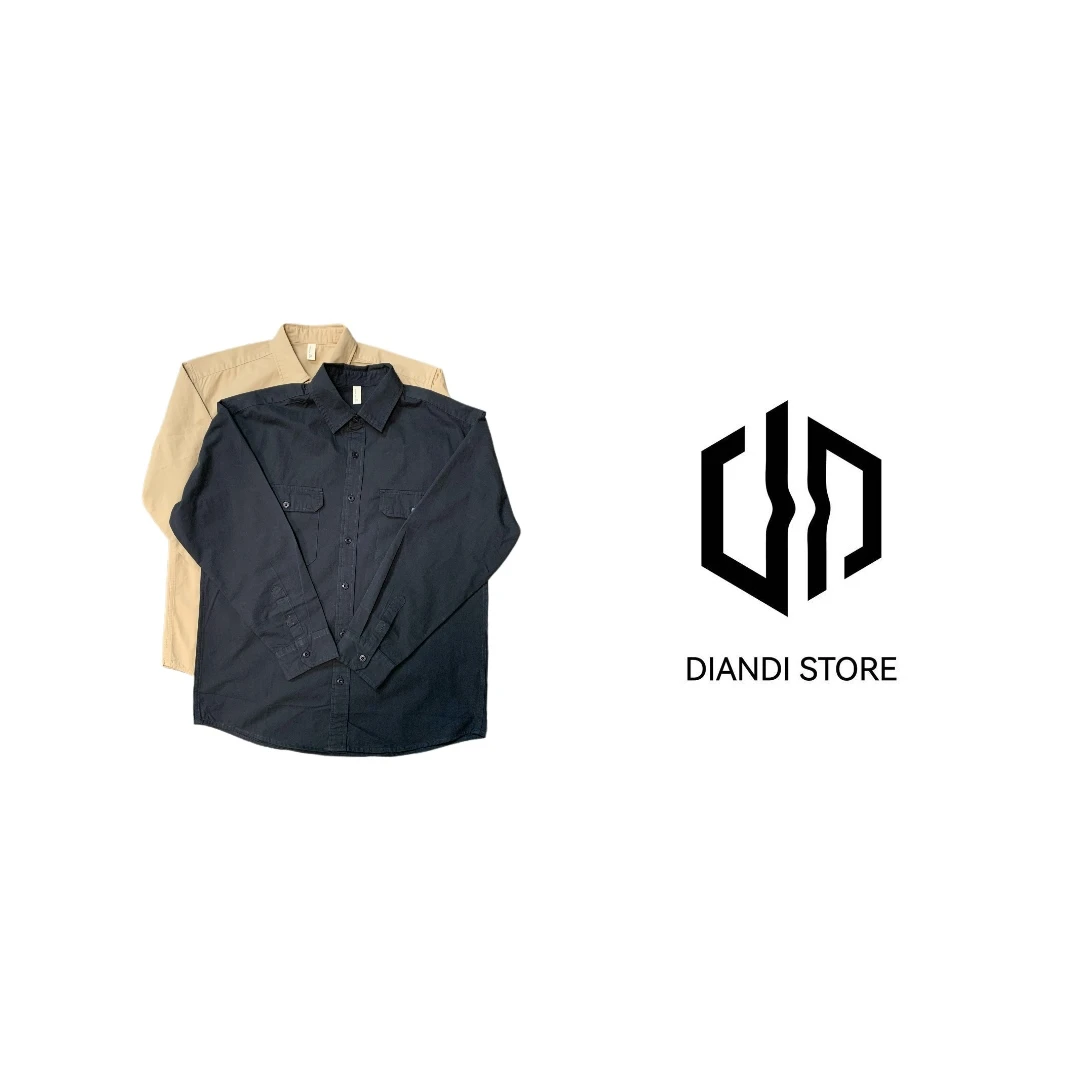 Diandi春季新款长袖日系翻领纯色衬衫