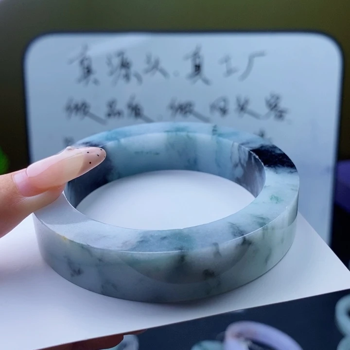 定制翡翠翡翠手镯未镶嵌58-64轮胎镯 圈粉漏