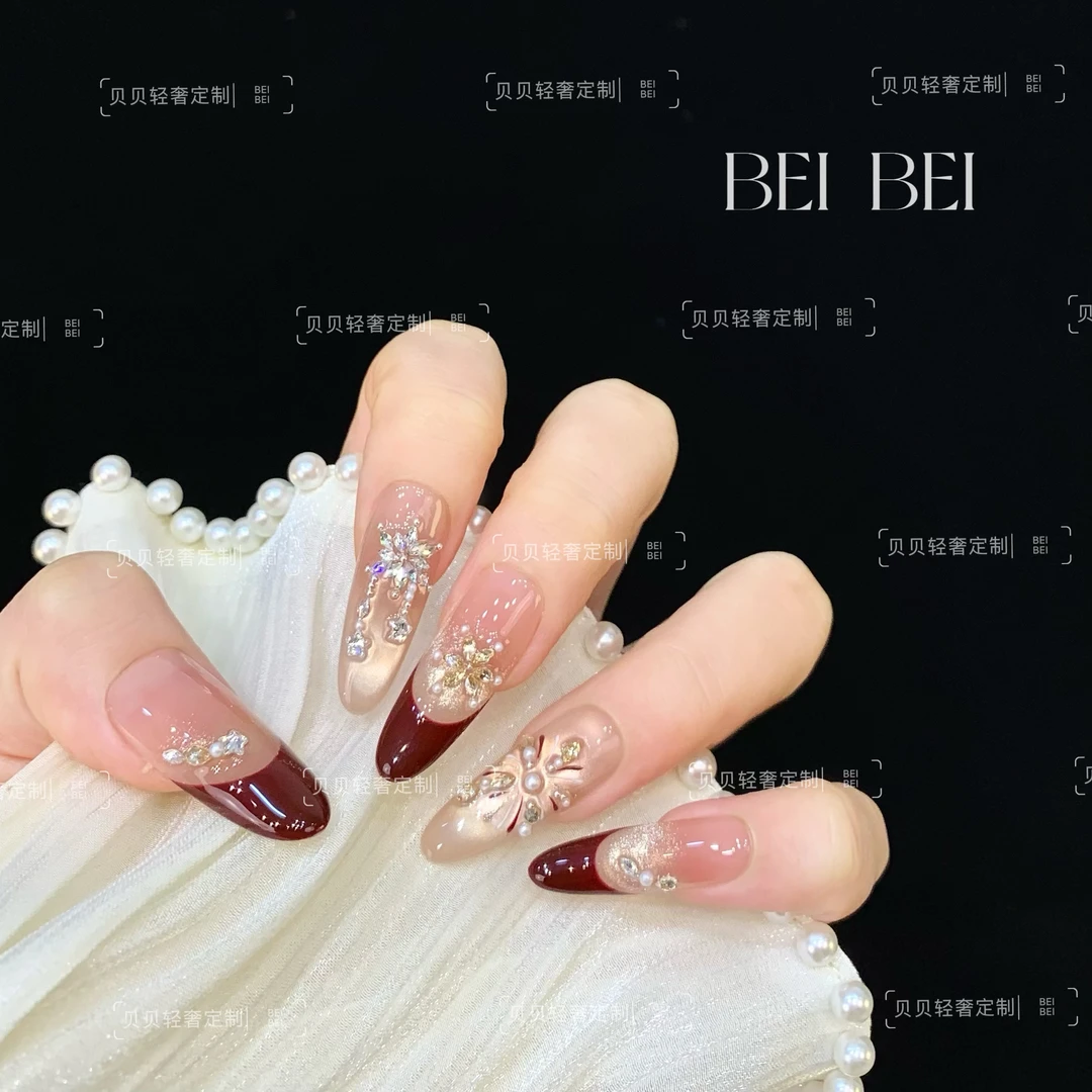 【雪乡】贝贝手工美甲-可重复佩戴-掉钻包补-10片装